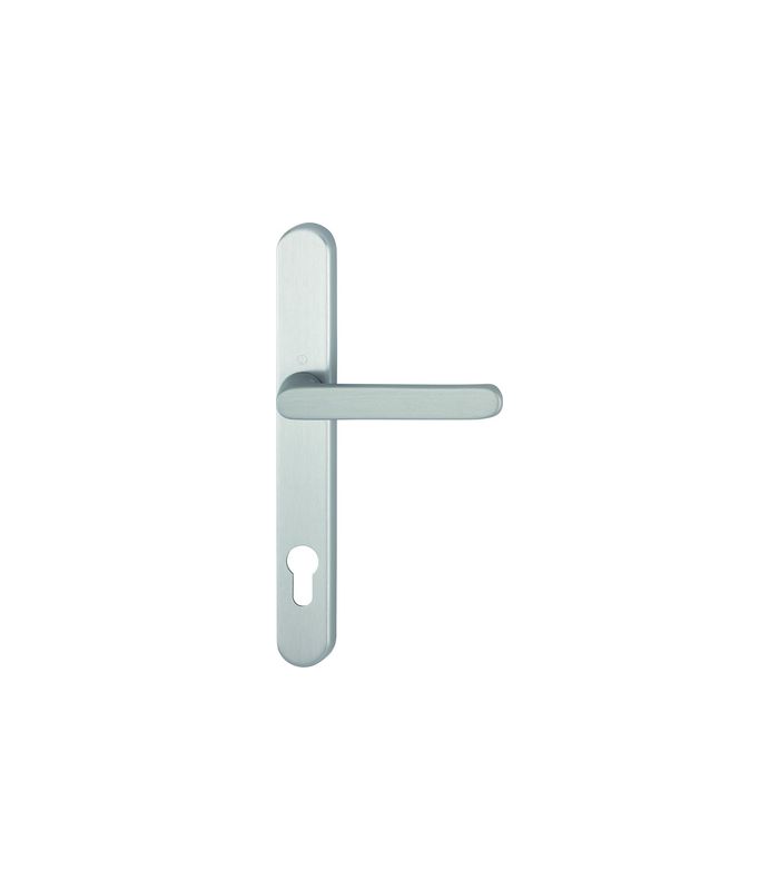 HOPPE Halbgarnitur Luxembourg 099KH/3347N, Langschild, oval, Profilzylinder gelocht, Entfernung 92mm, Vierkant 8mm, Türstärke 72 - 82mm, Befestigungstechnik mit Stütznocken, grau, edelstahloptik matt, eloxiert