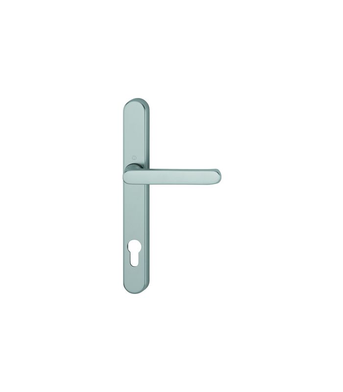 HOPPE Halbgarnitur Luxembourg 099KH/3347N, Langschild, oval, Profilzylinder gelocht, Entfernung 92mm, Vierkant 8mm, Türstärke 72 - 82mm, Befestigungstechnik mit Stütznocken, grau, stahlfarbig, eloxiert