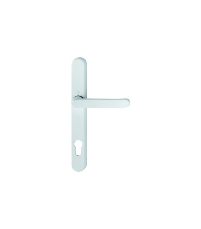 HOPPE Halbgarnitur Luxembourg 099KH/3347N, Langschild, oval, Profilzylinder gelocht, Entfernung 92mm, Vierkant 8mm, Türstärke 72 - 82mm, Befestigungstechnik mit Stütznocken, weiß, verkehrsweiß, beschichtet