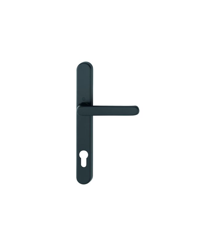 HOPPE Halbgarnitur Luxembourg 099KH/3347N, Langschild, oval, Profilzylinder gelocht, Entfernung 92mm, Vierkant 8mm, Türstärke 72 - 82mm, Befestigungstechnik mit Stütznocken, schwarz, schwarz matt