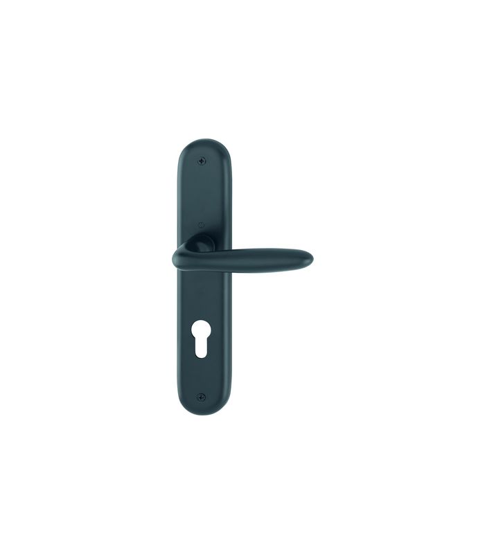 HOPPE Drückergarnitur Verona 1510/273P, Langschild, oval, Profilzylinder gelocht, Entfernung 72mm, Vierkant 8mm, Türstärke 35 - 45mm, Befestigungstechnik ohne Stütznocken, schwarz, schwarz matt