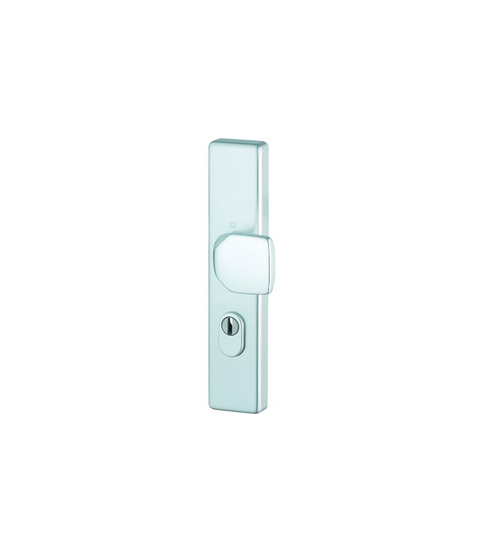 HOPPE Sicherheits-Halbgarnitur 61G/2222ZA, Langschild eckig, 15mm, ES 1, mit Zylinderabdeckung, Profilzylinder gelocht, Entfernung 72mm, Vierkant 8mm, Türstärke 37-42mm, naturfarben eloxiert
