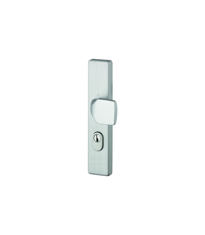 HOPPE Sicherheits-Halbgarnitur 61G/2222ZA, Langschild eckig, 15mm, ES 1, mit Zylinderabdeckung, Profilzylinder gelocht, Entfernung 72mm, Vierkant 8mm, Türstärke 37-42mm, edelstahloptik matt eloxiert