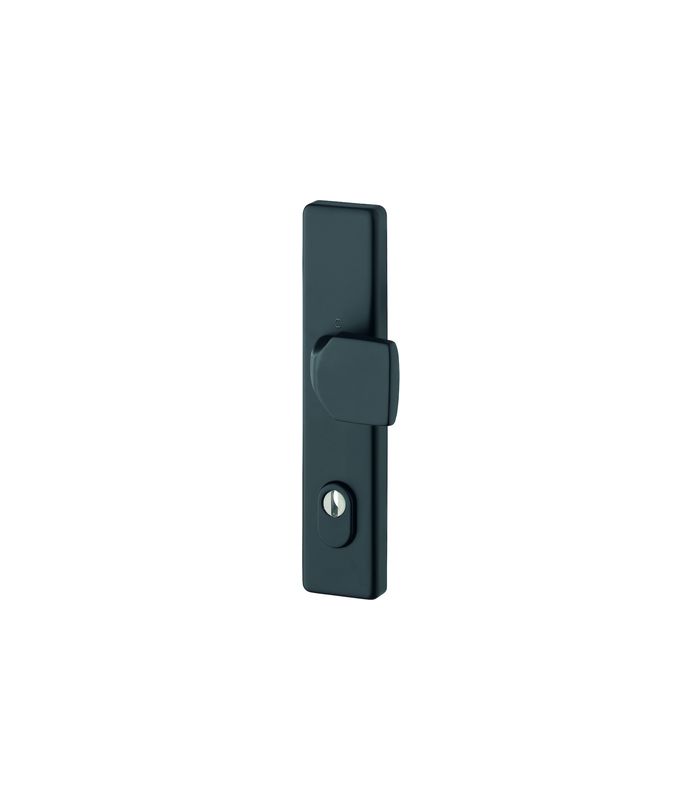 HOPPE Sicherheits-Halbgarnitur 61G/2222ZA, Langschild eckig, 15mm, ES 1, mit Zylinderabdeckung, Profilzylinder gelocht, Entfernung 92mm, Vierkant 10mm, Türstärke 67-72mm, schwarz matt eloxiert