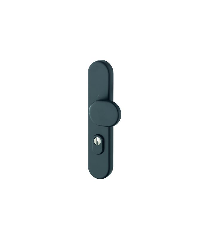 HOPPE Sicherheits-Halbgarnitur 86G/3332ZA, Langschild oval, 15mm, ES 1, mit Zylinderabdeckung, Profilzylinder gelocht, Entfernung 72mm, Vierkant 8mm, Türstärke 37-42mm, schwarz matt eloxiert