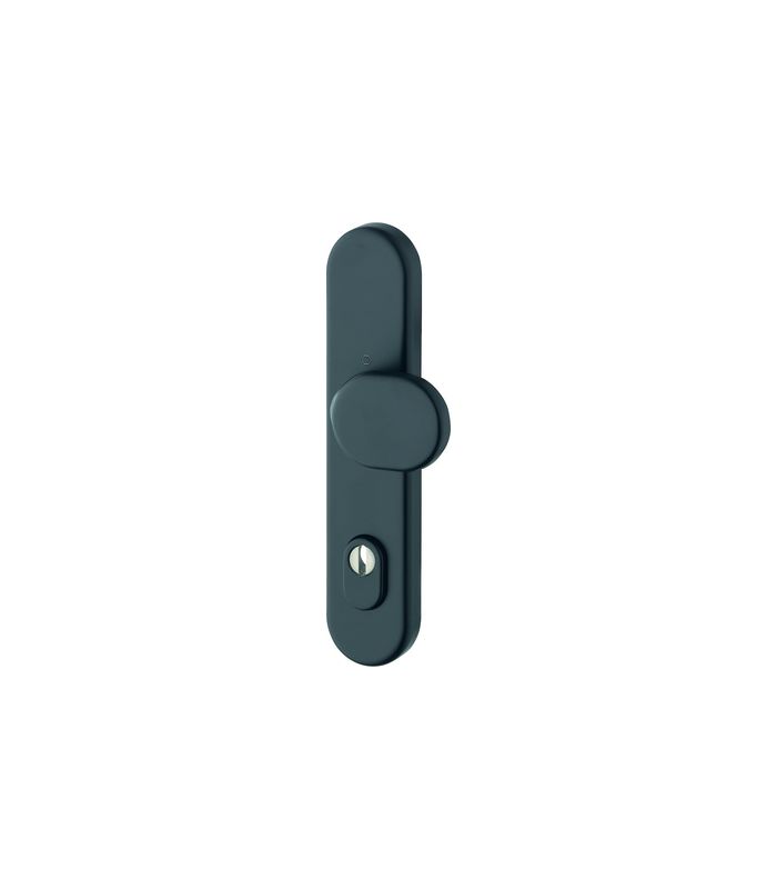HOPPE Sicherheits-Halbgarnitur 86G/3332ZA, Langschild oval, 15mm, ES 1, mit Zylinderabdeckung, Profilzylinder gelocht, Entfernung 92mm, Vierkant 10mm, Türstärke 67-72mm, schwarz matt eloxiert
