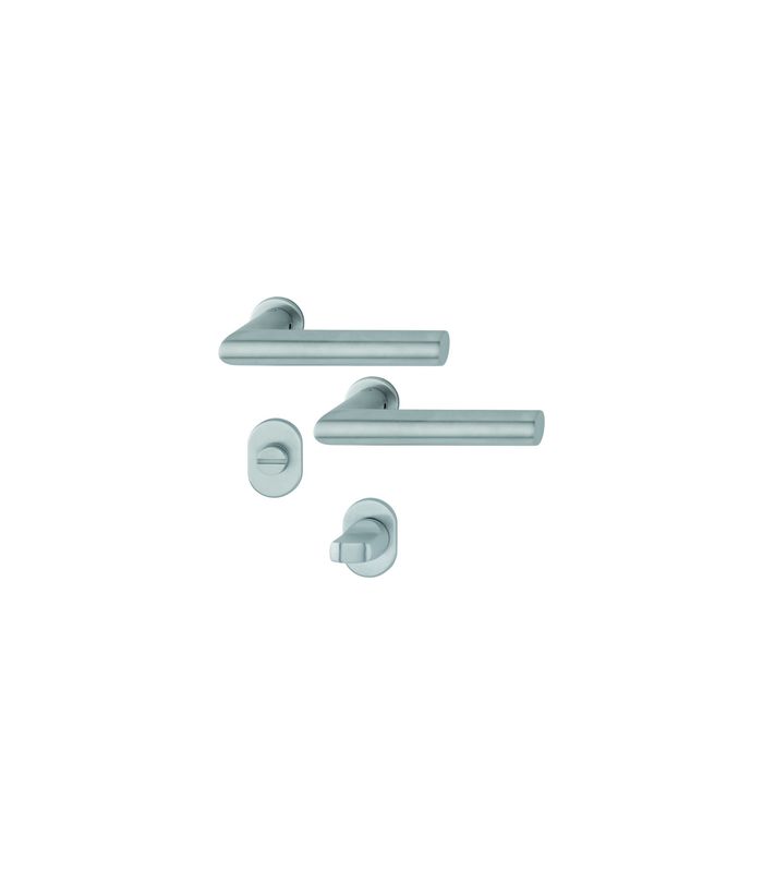 HOPPE Drückergarnitur Amsterdam E1400Z/868P/869PS-SK, Rosette, WC Schlitzkopf, Vierkant 8mm, Riegel-Vierkant 5mm, DIN Links-Rechts, TS 40 - 45mm, Befestigungstechnik ohne Stütznocken, grau, edelstahl matt