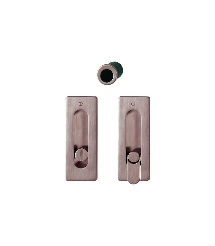 HOPPE Muschelgriff Set 7 M464,116x44, WC Schlitzkopf, 8mm, kupferfarben satiniert-Resista®, Türstärke 33 - 48mm