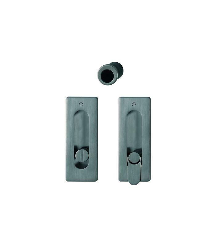 HOPPE Muschelgriff Set 7 M464,116x44, WC Schlitzkopf, 8mm, anthrazitfarben satiniert-Resista®, Türstärke 33 - 48mm
