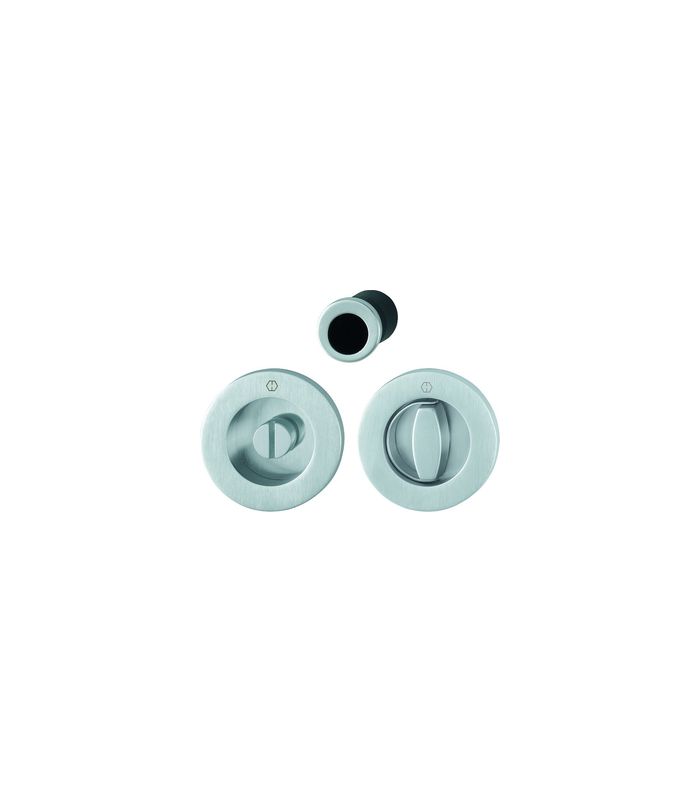 HOPPE Muschelgriff Set 7 M471, Ø68, WC Schlitzkopf, 8mm, satiniert verchromt-Resista, Türstärke 33 - 48mm