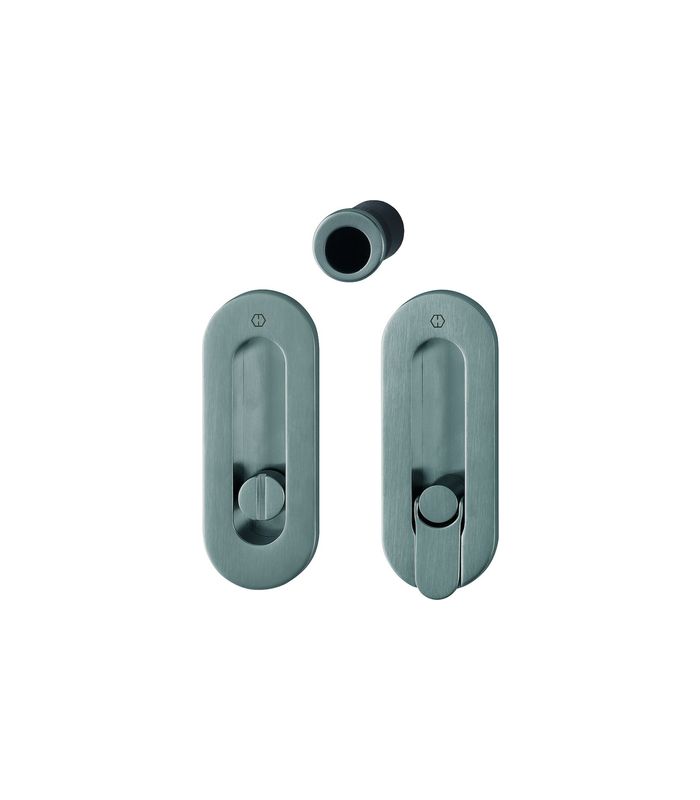 HOPPE Muschelgriff Set 7 M472,116x44, WC Schlitzkopf, 8mm, anthrazitfarben satiniert-Resista®, Türstärke 33 - 48mm