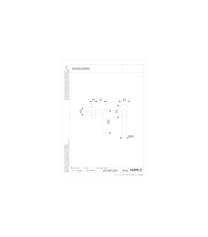Drehkipp-Fenstergriff, Amsterdam E0400/US956, mit ovaler Rosette, Vierkant 7x 32-42, kupferfarben satiniert-Resista®