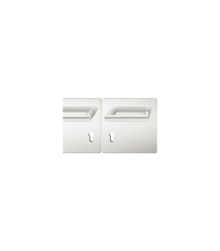 FSB Drückergarnitur 79 1016, Breitschild, eckig, Profilzylinder gelocht, Entfernung 72mm, Vierkant 9mm, Türstärke 39 - 48mm, Befestigungstechnik mit Stütznocken, silber, naturfarben, eloxiert