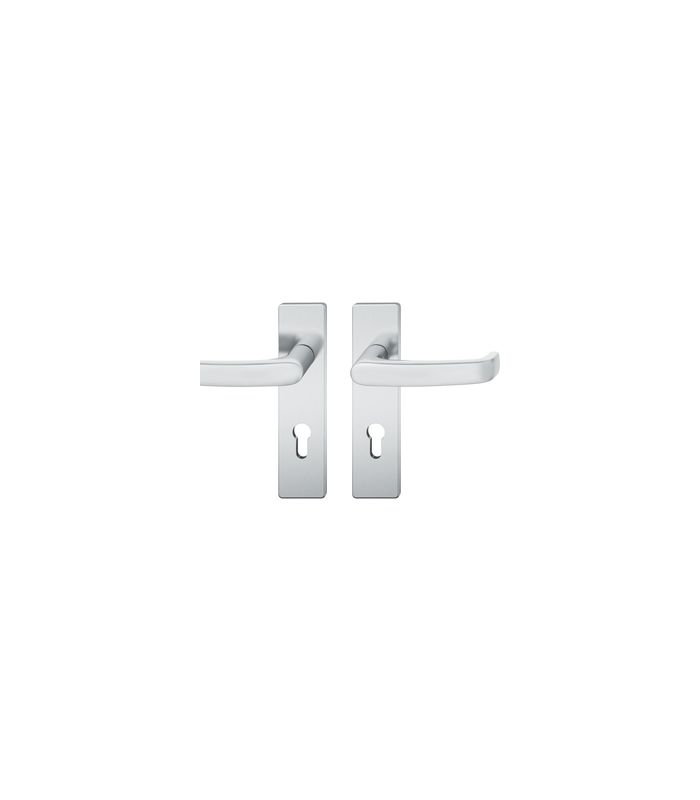 FSB Drückergarnitur 79 1045, Kurzschild, eckig, Profilzylinder gelocht, Entfernung 72mm, Vierkant 9mm, Türstärke 39 - 48mm, Befestigungstechnik mit Stütznocken, grau, edelstahl, fein matt