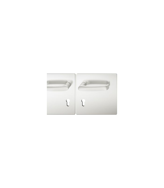 FSB Drückergarnitur 79 1045, Breitschild, eckig, Profilzylinder gelocht, Entfernung 72mm, Vierkant 9mm, Türstärke 39 - 48mm, Befestigungstechnik mit Stütznocken, silber, naturfarben, eloxiert