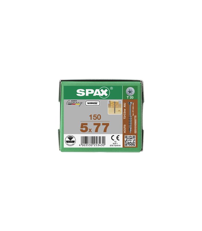 Spax Universalschraube Tellerkopf 5x77mm,Teilgw,Innensechsrund T20,WIROX