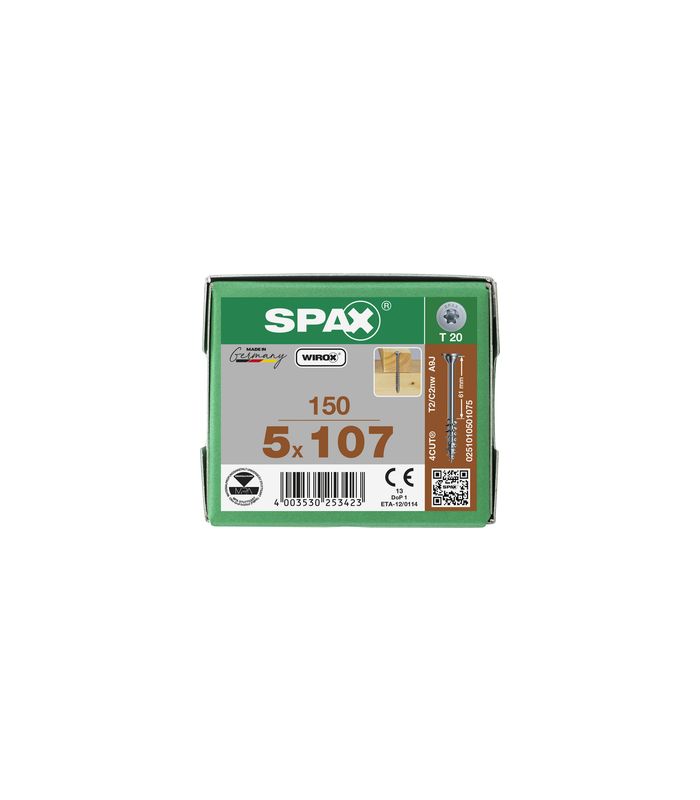 Spax Universalschraube Tellerkopf 5x107mm,Teilgw,Innensechsrund T20,WIROX
