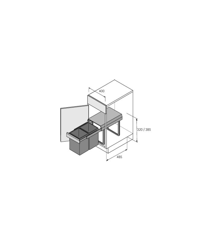 Bin.it Duo II - 400 Einbauabfallsammler, 338 x 485, schwarz