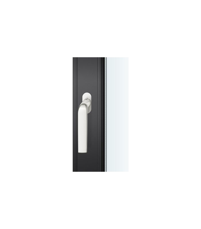 Drehkipp-Fenstergriff 34 1267, mit ovaler schmaler Rosette, Vierkant 7x 14-28, naturfarbig eloxiert