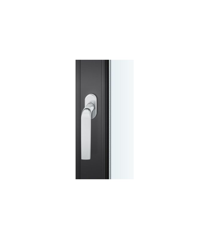 Drehkipp-Fenstergriff 34 1267, mit ovaler Rosette, Vierkant 7x 24-38, edelstahl fein matt
