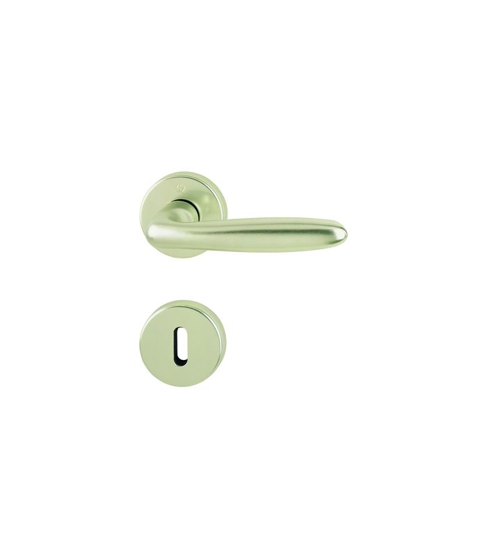 HOPPE Drückergarnitur Verona 1510/42KB/42KBS, Rosette, Buntbart gelocht, Vierkant 8mm, DIN Links-Rechts, TS 37 - 42mm, Befestigungstechnik mit Stütznocken, silber, neusilberfarben, eloxiert