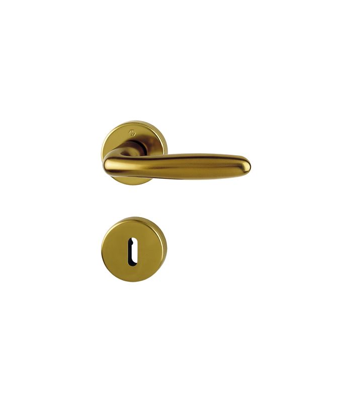 HOPPE Drückergarnitur Verona 1510/42KB/42KBS, Rosette, Buntbart gelocht, Vierkant 8mm, DIN Links-Rechts, TS 37 - 42mm, Befestigungstechnik mit Stütznocken, braun, bronzefarben, eloxiert