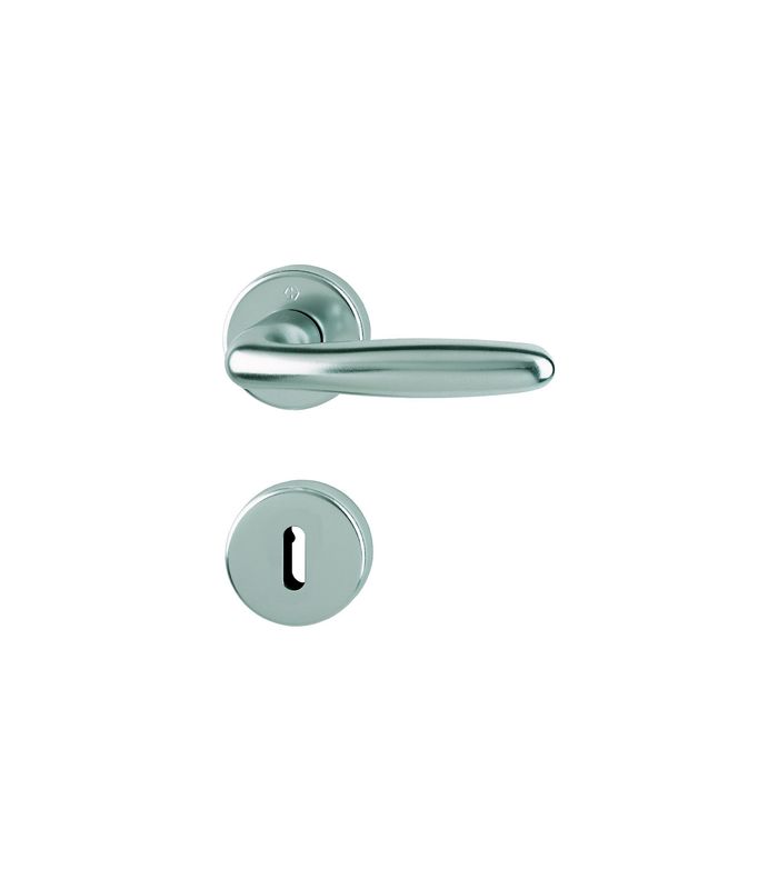 HOPPE Drückergarnitur Verona 1510/42KB/42KBS, Rosette, Buntbart gelocht, Vierkant 8mm, DIN Links-Rechts, TS 37 - 42mm, Befestigungstechnik mit Stütznocken, grau, stahlfarbig, eloxiert