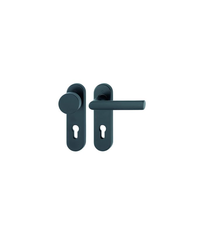 HOPPE Wechselgarnitur Hamburg FS-58/353KH/1700, Kurzschild, oval, Profilzylinder gelocht, Entfernung 72mm, Vierkant 9mm, Türstärke 45 - 65mm, Befestigungstechnik mit Stütznocken, schwarz, schwarz matt