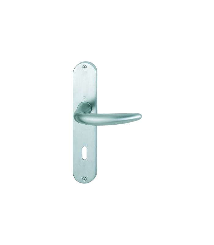 HOPPE Drückergarnitur Atlanta M1530/302, Langschild, oval, Buntbart gelocht, Entfernung 72mm, Vierkant 8mm, Türstärke 37 - 47mm, Befestigungstechnik ohne Stütznocken, silber, satiniert verchromt-Resista, CORE