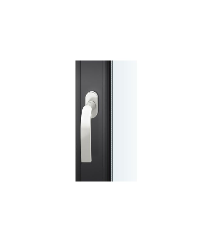 Drehkipp-Fenstergriff 34 1271, mit ovaler Rosette, Vierkant 7x 24-38, naturfarbig eloxiert