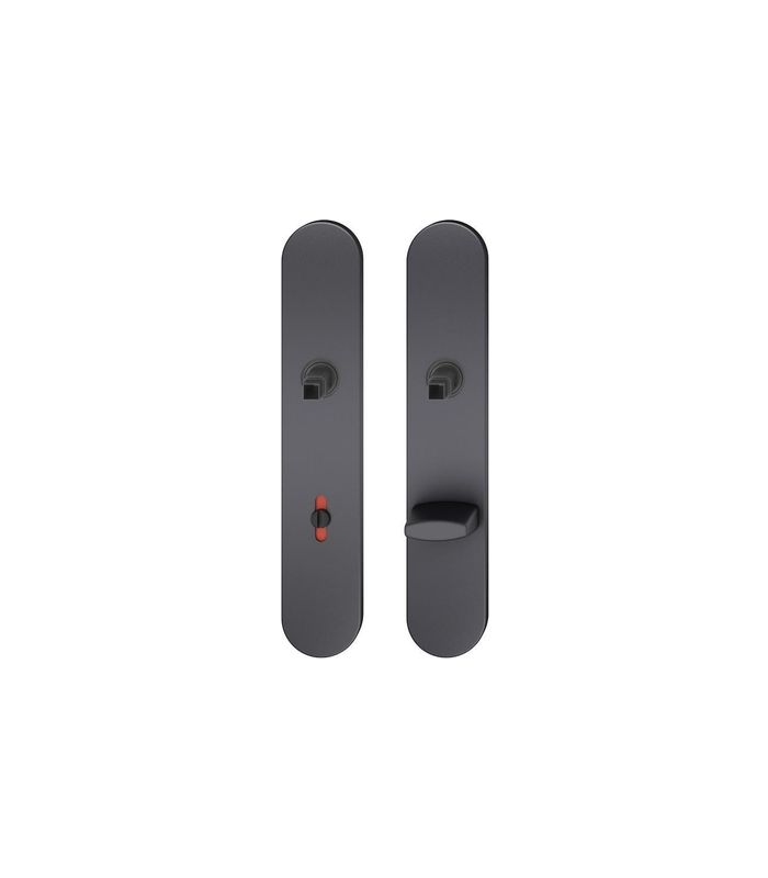 FSB Langschildpaar ASL® 12 1418, außen/innen, oval, mit Stütznocken, WC Schauscheibe/Schlitzkopf, Entfernung 78mm, schwarz, gestrahlt