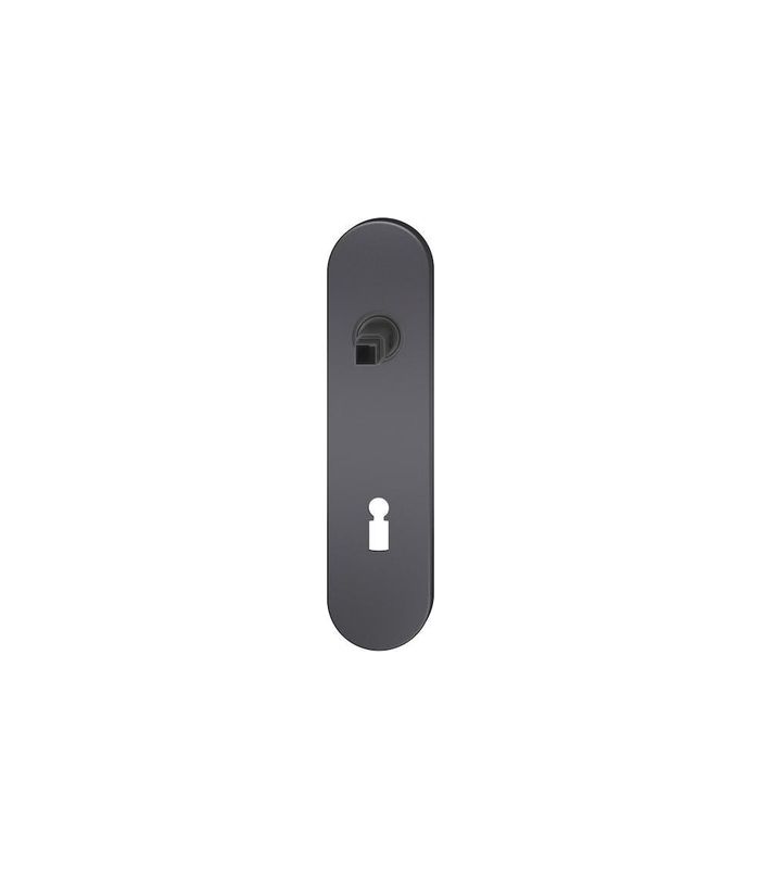 FSB Kurzschild ASL® 12 1451, außen/innen, oval, mit Stütznocken, Buntbart gelocht, Entfernung 72mm, schwarz, gestrahlt