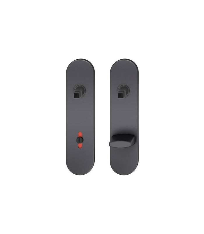 FSB Kurzschildpaar ASL® 12 1451, außen/innen, oval, mit Stütznocken, WC Schauscheibe/Schlitzkopf, Entfernung 78mm, schwarz, gestrahlt