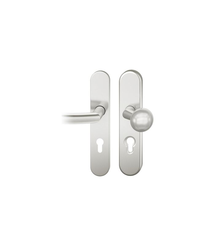 FSB Sicherheits-Wechselgarnitur 73 7378, Langschild oval, 11mm, ES 1, ohne Zylinderabdeckung, Profilzylinder gelocht, Entfernung 72mm, Vierkant 8mm, Türstärke 40-42mm, naturfarben eloxiert