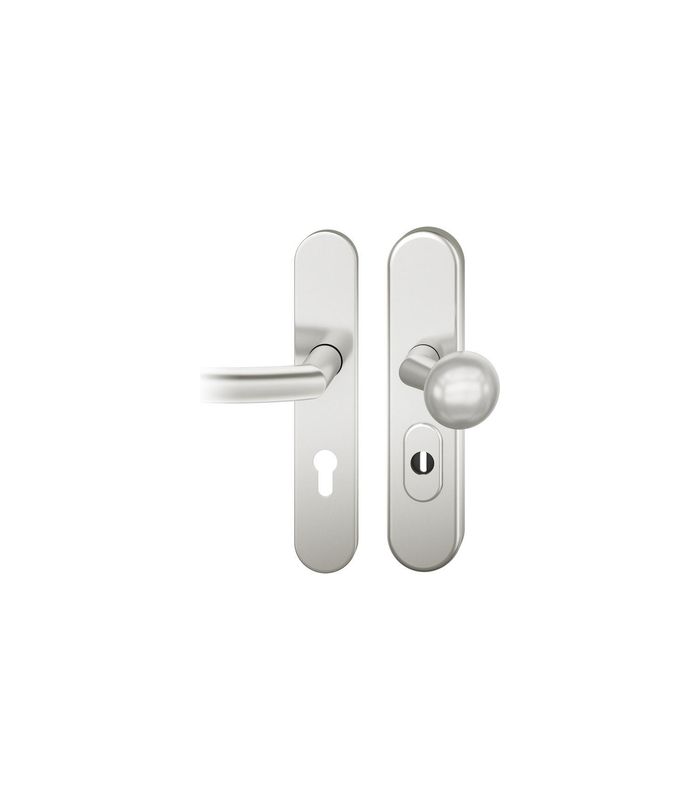 FSB Sicherheits-Wechselgarnitur 73 7378, Langschild oval, 15mm, ES 3, mit Zylinderabdeckung, Profilzylinder gelocht, Entfernung 72mm, Vierkant 8mm, Türstärke 40-42mm, naturfarben eloxiert