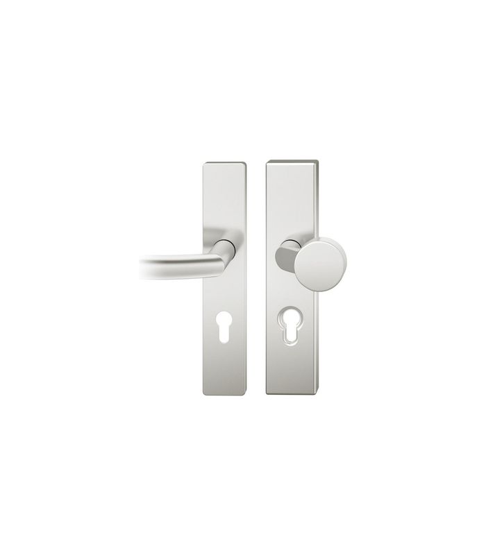 FSB Sicherheits-Wechselgarnitur 73 7379, Langschild eckig, 11mm, ES 1, ohne Zylinderabdeckung, Profilzylinder gelocht, Entfernung 72mm, Vierkant 8mm, Türstärke 40-42mm, naturfarben eloxiert