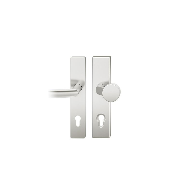 FSB Sicherheits-Wechselgarnitur 73 7379, Langschild eckig, 11mm, ES 1, ohne Zylinderabdeckung, Profilzylinder gelocht, Entfernung 92mm, Vierkant 10mm, Türstärke 67-69mm, naturfarben eloxiert