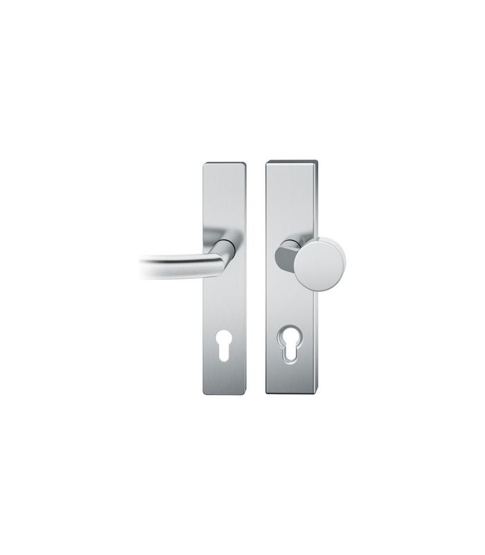 FSB Sicherheits-Wechselgarnitur 73 7379, Langschild eckig, 11mm, ES 1, ohne Zylinderabdeckung, Profilzylinder gelocht, Entfernung 92mm, Vierkant 10mm, Türstärke 67-69mm, edelstahl fein matt