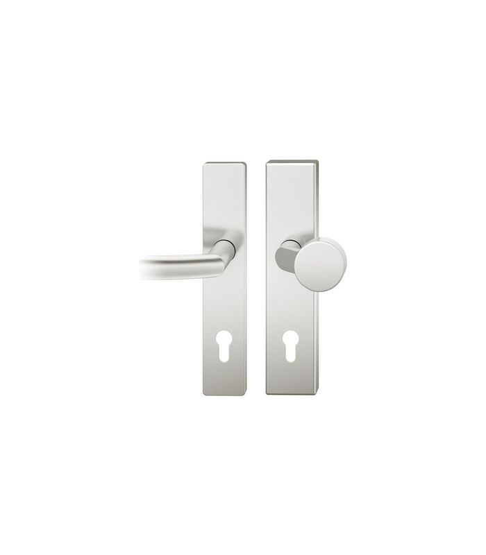FSB Sicherheits-Wechselgarnitur 73 7379, Langschild eckig, 15mm, ES 1, ohne Zylinderabdeckung, Profilzylinder gelocht, Entfernung 92mm, Vierkant 10mm, Türstärke 67-69mm, naturfarben eloxiert