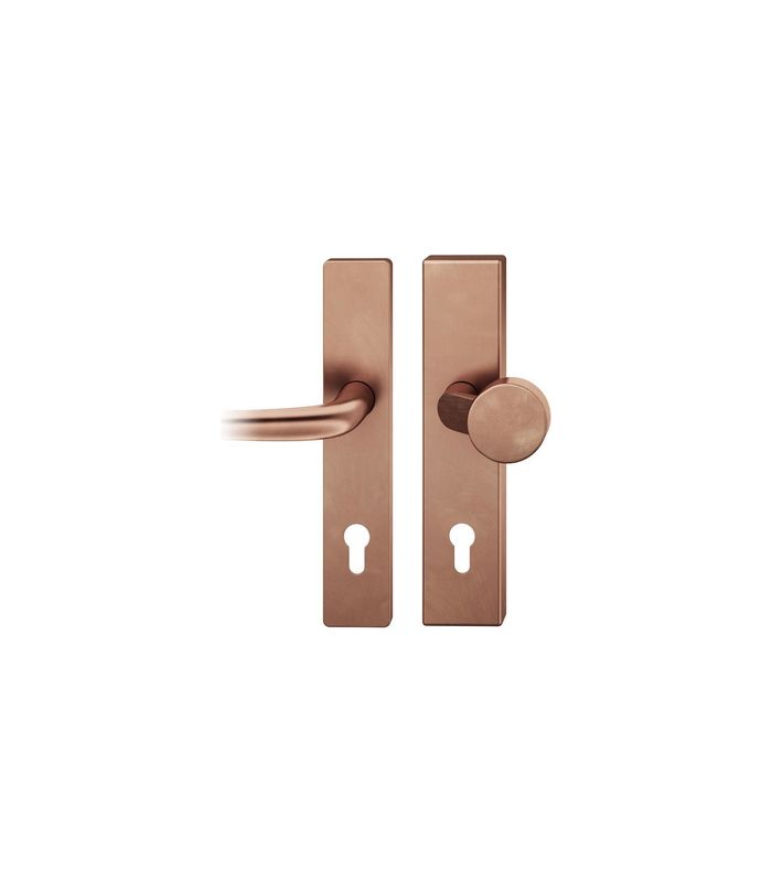FSB Sicherheits-Wechselgarnitur 73 7379, Langschild eckig, 15mm, ES 1, ohne Zylinderabdeckung, Profilzylinder gelocht, Entfernung 92mm, Vierkant 10mm, Türstärke 67-69mm, hellbronze patiniert gewachst