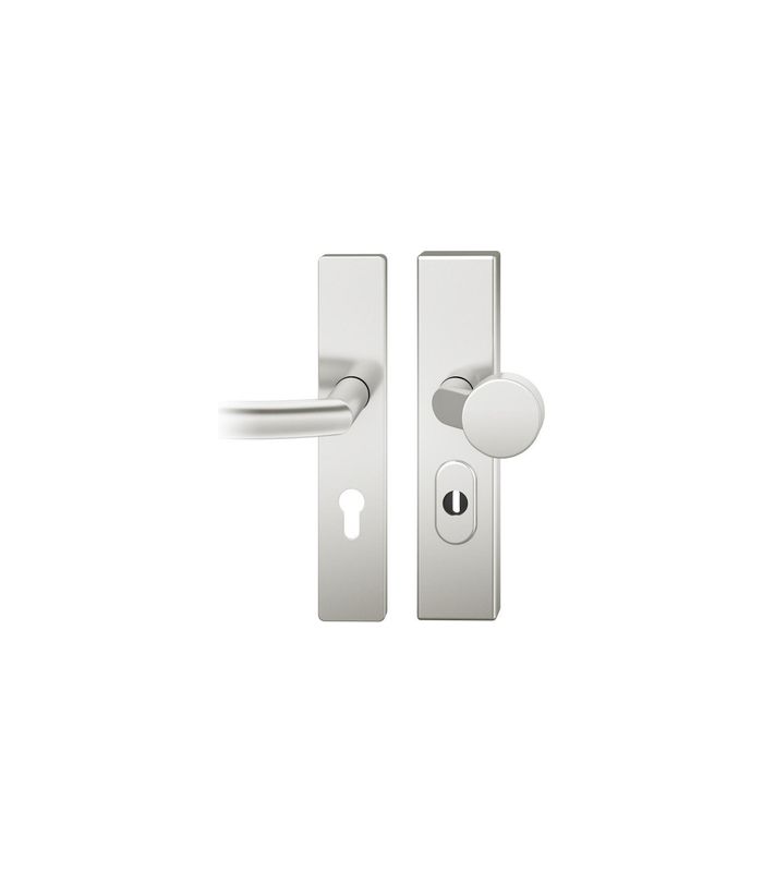 FSB Sicherheits-Wechselgarnitur 73 7379, Langschild eckig, 15mm, ES 1, mit Zylinderabdeckung, Profilzylinder gelocht, Entfernung 72mm, Vierkant 8mm, Türstärke 40-42mm, naturfarben eloxiert