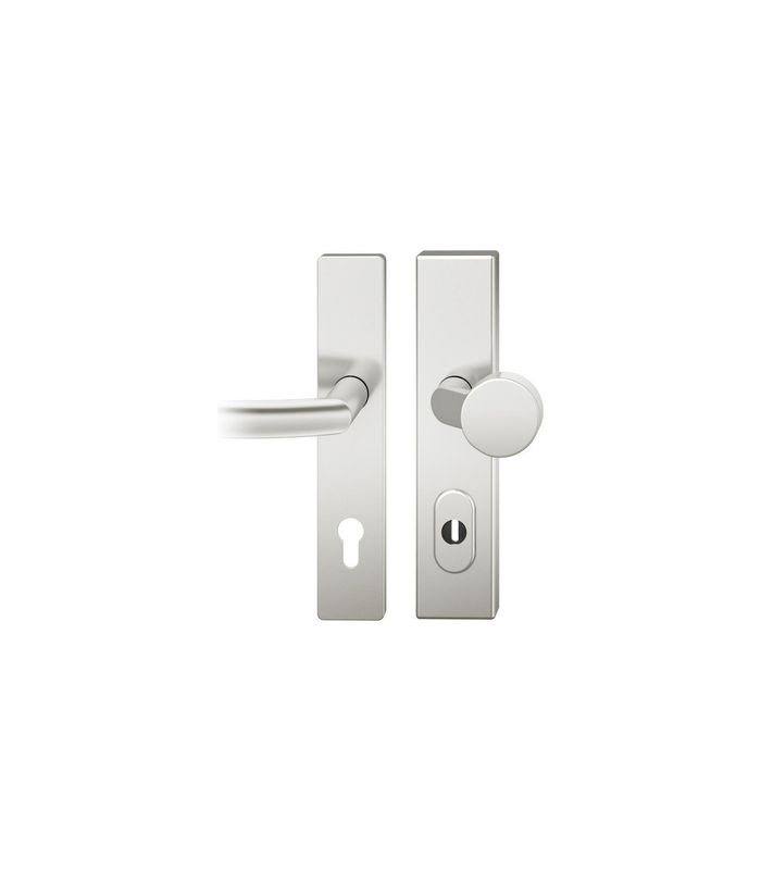 FSB Sicherheits-Wechselgarnitur 73 7379, Langschild eckig, 15mm, ES 1, mit Zylinderabdeckung, Profilzylinder gelocht, Entfernung 92mm, Vierkant 10mm, Türstärke 67-69mm, naturfarben eloxiert
