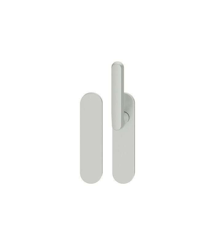 FSB Standflügelgarnitur 76 1246, Kurzschild, oval, ungelocht, Vierkant 9mm, Türstärke 39 - 48mm, Befestigungstechnik mit Stütznocken, silber, naturfarben, eloxiert