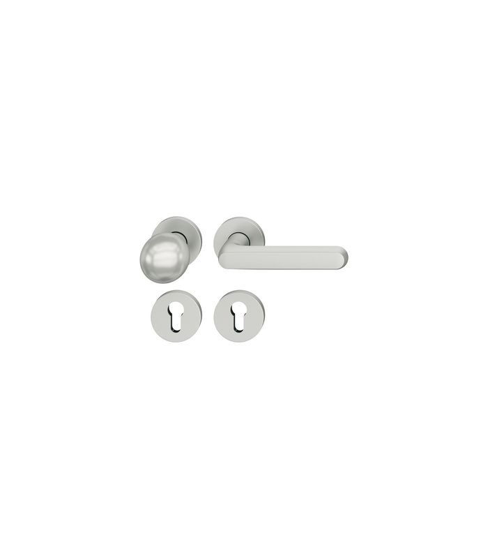FSB Wechselgarnitur 76 1246, Rosette, rund, Profilzylinder gelocht, Vierkant 9mm, DIN Links, TS 39 - 48mm, mit Stütznocken, silber, naturfarben eloxiert