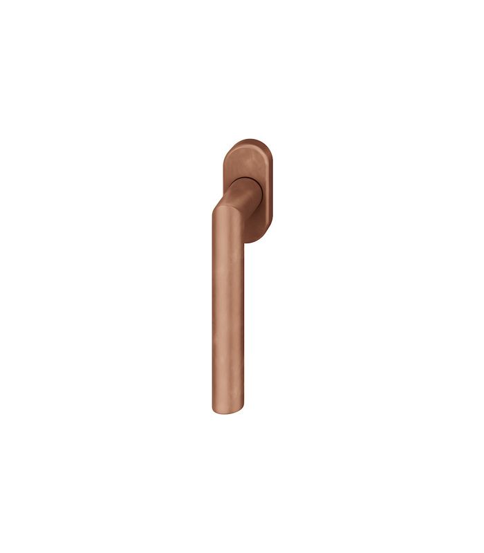 Drehkipp- Fenstergriff 34 1076, mit ovaler schmaler Rosette, Vierkant 7x 24-38, hellbronze patiniert gewachst