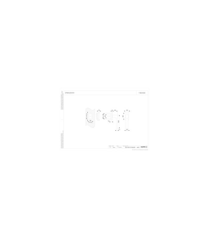 Drehkipp-Fenstergriff, Austin 0769/USV919, mit eckiger Rosette, Vierkant 7x 32-42, schwarz matt