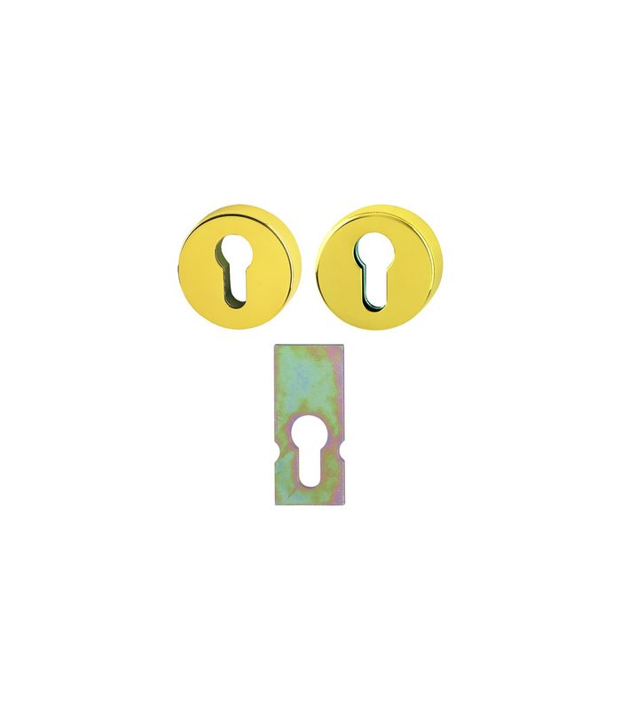 HOPPE Schutzrosette E42NSA/42HS, rund, ES 1/Profilzylinder gelocht 12mm, messingfarben poliert-Resista®, Türstärke 57-62, Durchmesser Rosette außen 55mm, ES 1