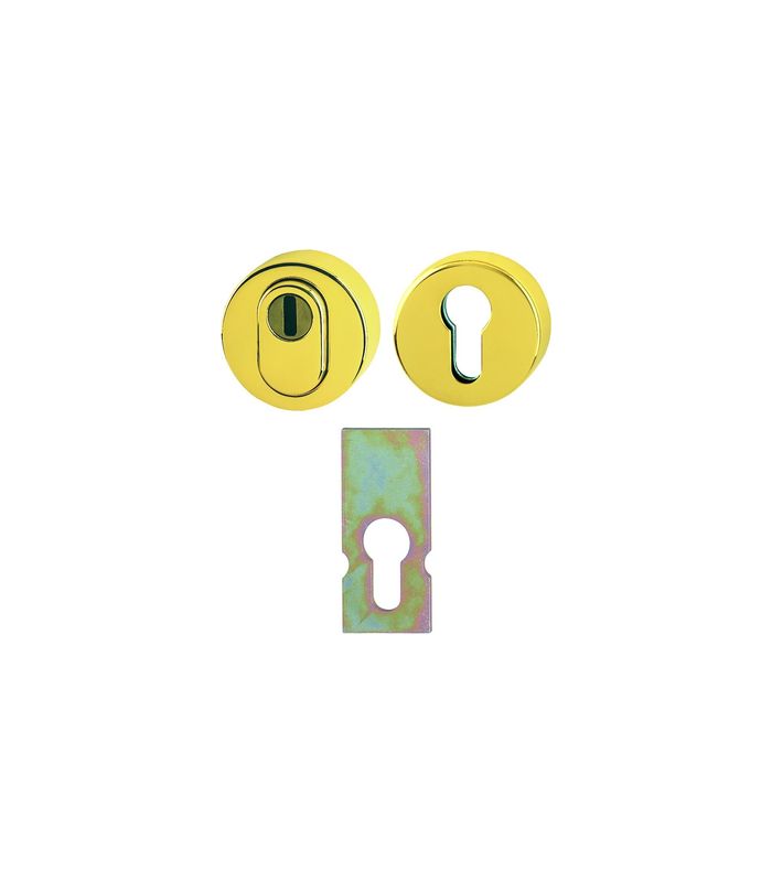 HOPPE Schutzrosette E42NSB-ZA/42HS, rund, 15mm, ES 1, mit Zylinderabdeckung/Profilzylinder gelocht, messingfarben poliert-Resista®, Türstärke 57 - 62mm