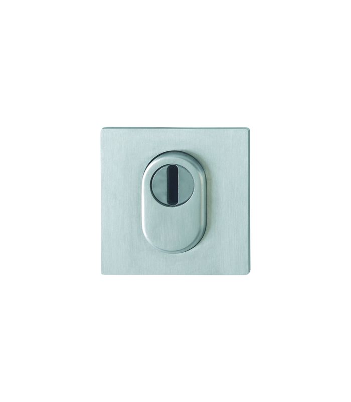 HOPPE Schutzrosette E75ZNSB-ZA, eckig/flach, 2mm, mit Zylinderabdeckung/Profilzylinder gelocht, edelstahl matt, Türstärke 65 - 75mm
