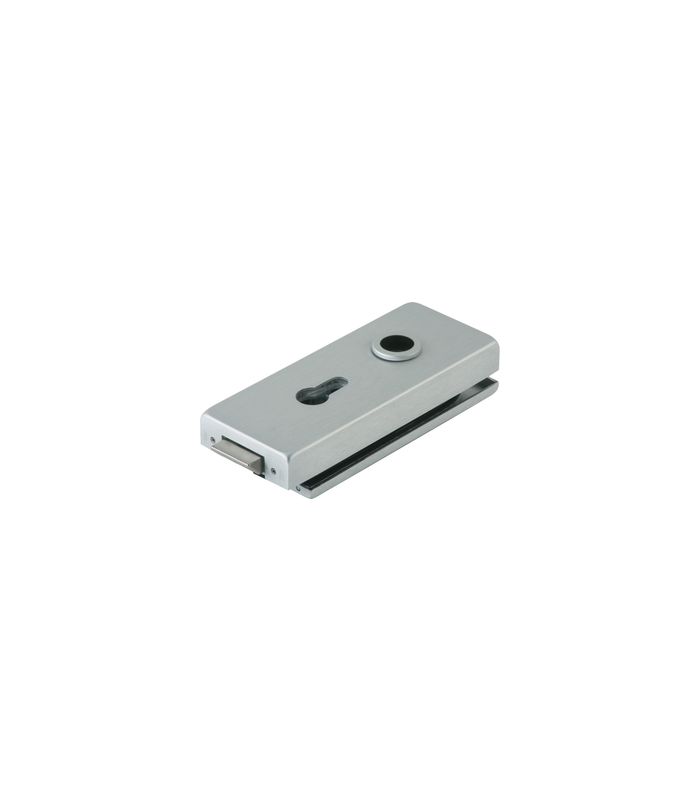DORMA-Glas Ganzglastürschloss 10.003, Profilzylinder gelocht, 8-10mm, DIN Links-Rechts, silberfarbig satiniert, mit Flüsterfalle